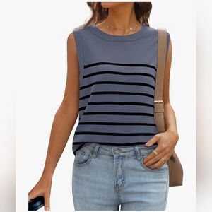 NWT Navy Striped Sleeveless Sweater S Small